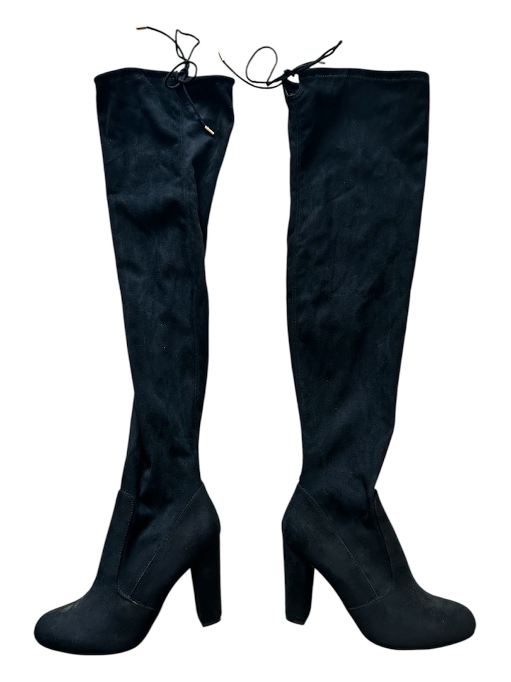 Women's Black Over-The-Knee High Heel Faux Suede Boots New Size 8.5